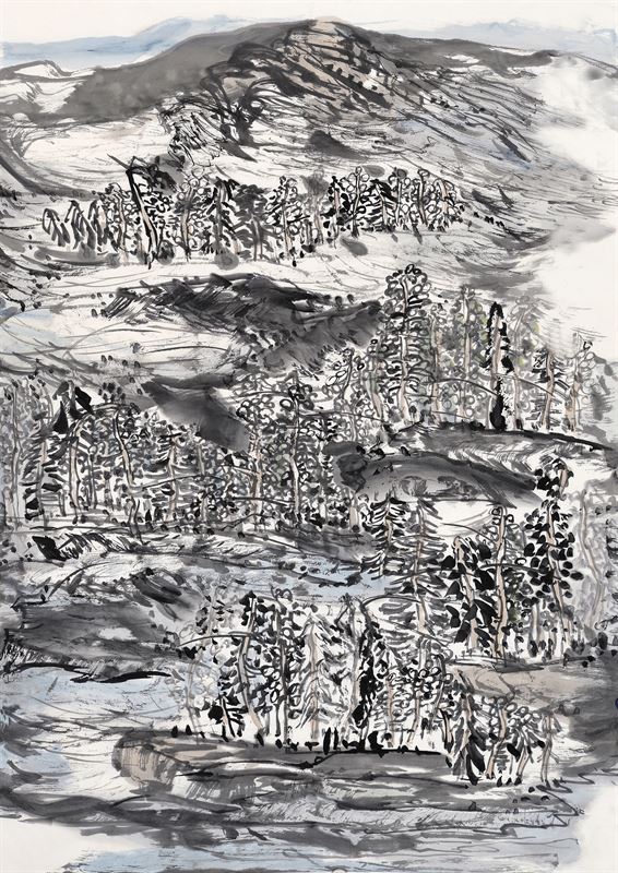Ten Thousand Ravines — ink landscape by Ewen Wang