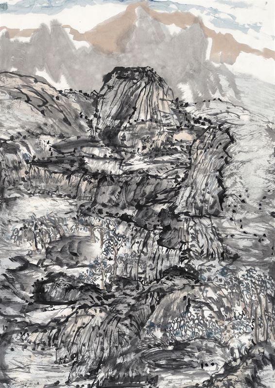 Solitary Peak, Late Light — ink landscape by Ewen Wang